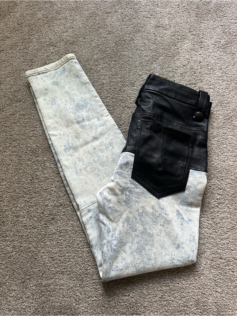 Unravel Project Slim Skinny Fit Black Leather Corset Jeans Sz 25